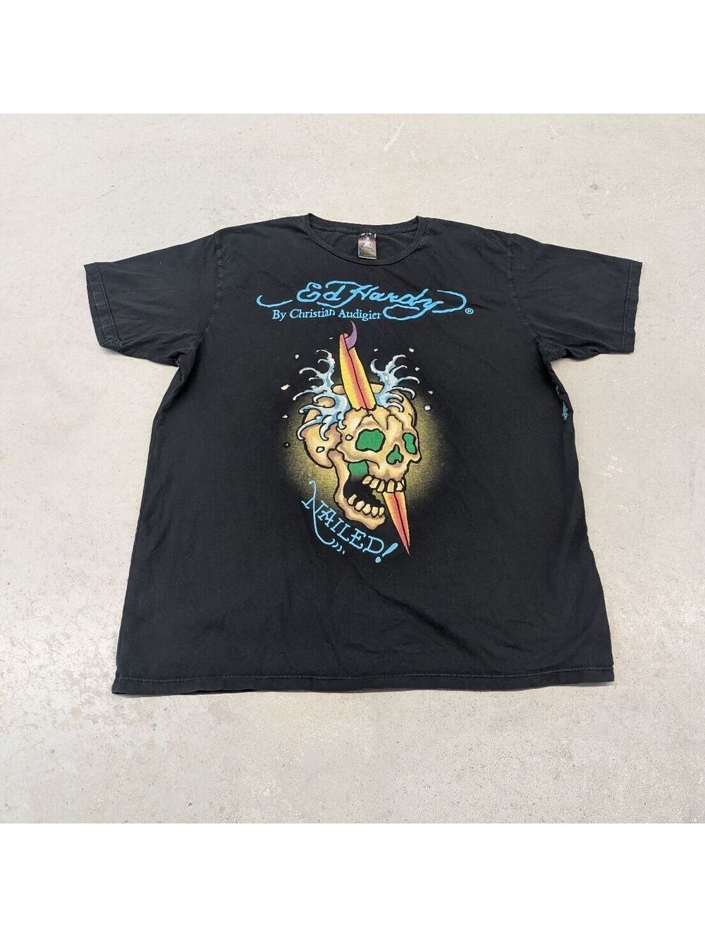 Vintage Y2K Ed Hardy Christian Audigier Nailed Surf T-shirt